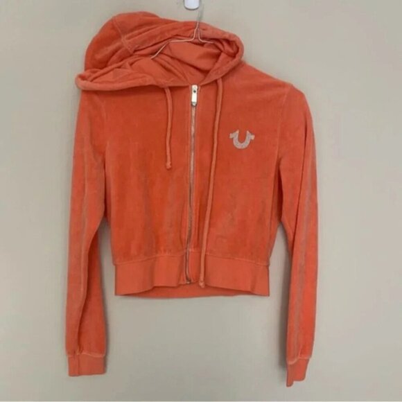 True Religion Orange Velour Crystal Buddha Sweater and Jogger Set - Picture 5 of 16